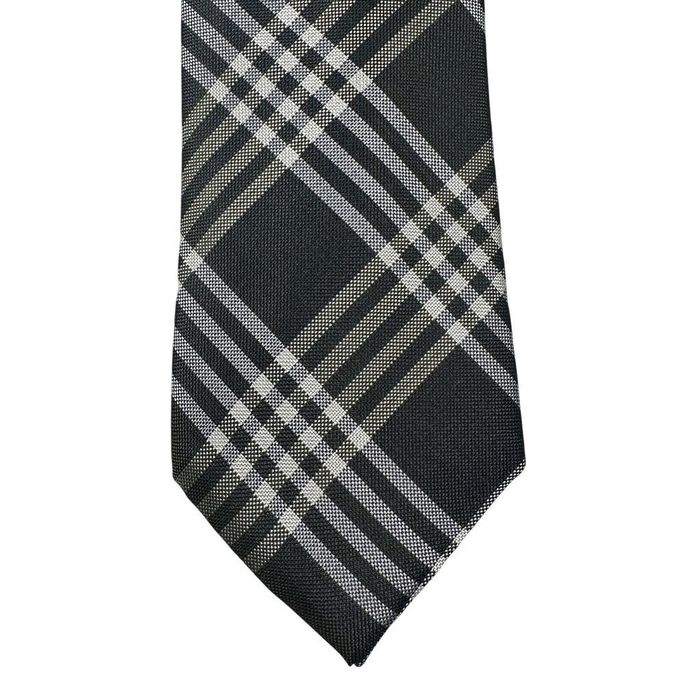 Black Brown 1826 100% Silk Neck Tie Navy Blue Green White Reflective‎ Plaid - Picture 2 of 12